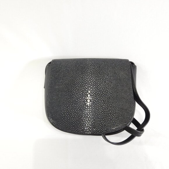 VIVO Brooke Cross Body Small Saddle Black Shagreen Crossbody Purse - Picture 1 of 5